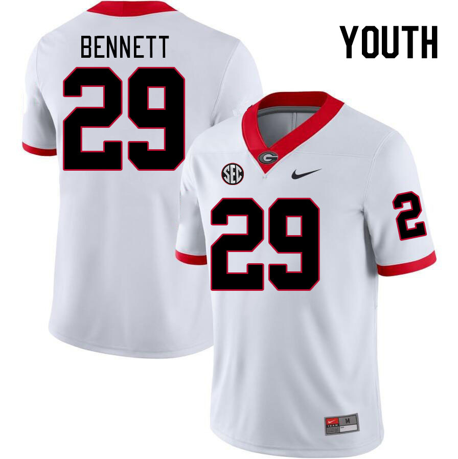 Youth #29 Luke Bennett Georgia Bulldogs College Football Jerseys Stitched-White